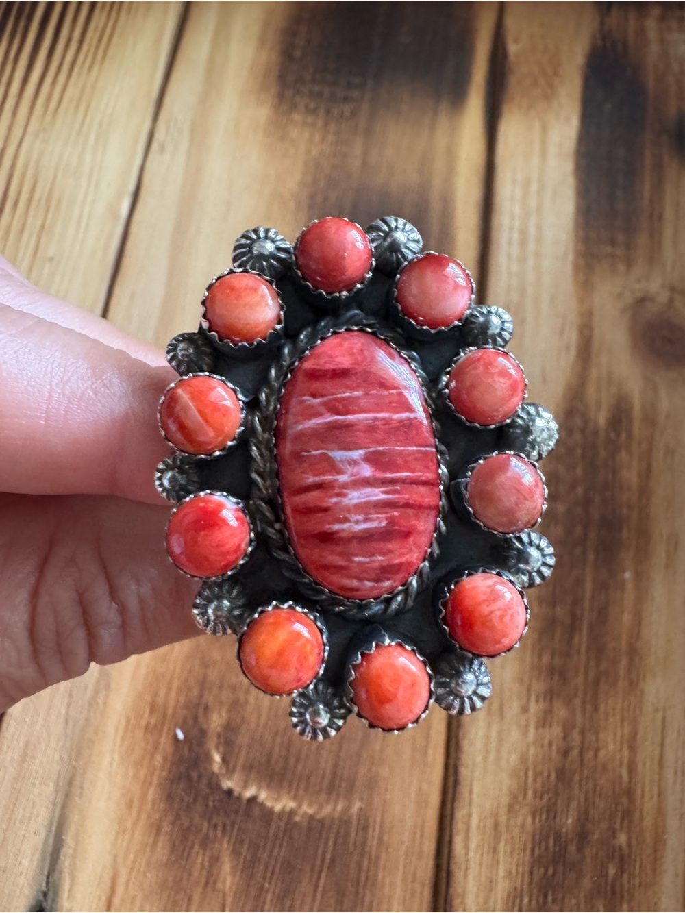 Robert Shakey Red Spiny Cluster Ring